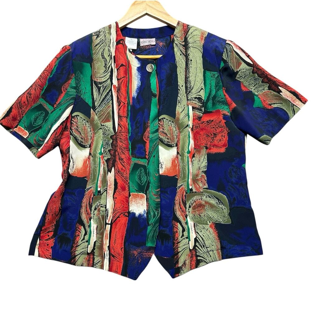 Bora Bora Blouse Womens Sz M Vintage Shoulder Pads 80s Vintage Retro Art